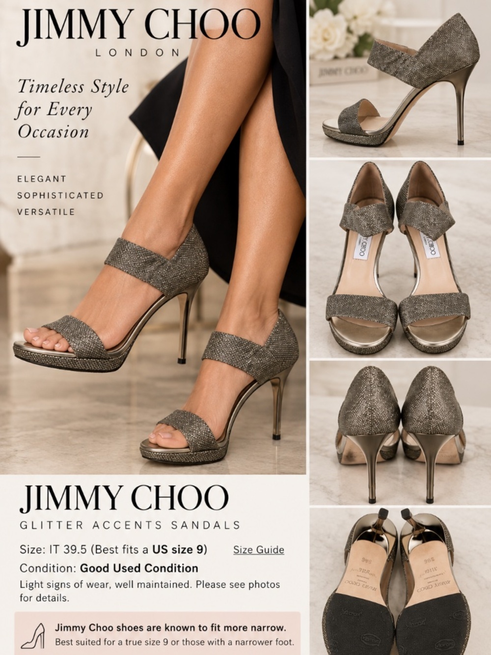Size 39.5 or 9 Jimmy Choo London